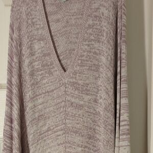 V-Neck Knit Sweater in Purple